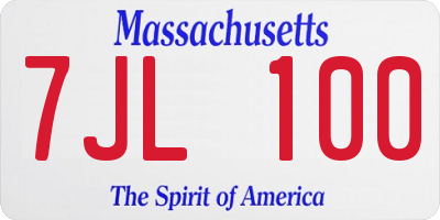 MA license plate 7JL100