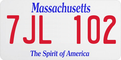 MA license plate 7JL102