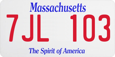 MA license plate 7JL103