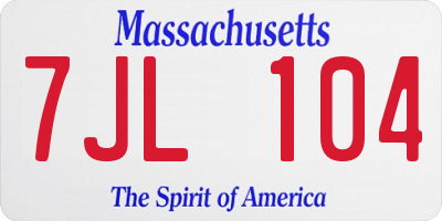 MA license plate 7JL104