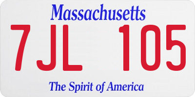 MA license plate 7JL105