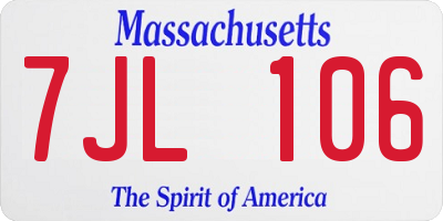 MA license plate 7JL106