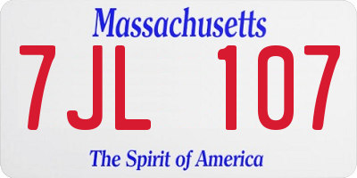MA license plate 7JL107