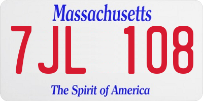 MA license plate 7JL108