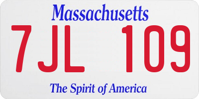 MA license plate 7JL109