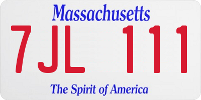 MA license plate 7JL111