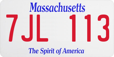 MA license plate 7JL113