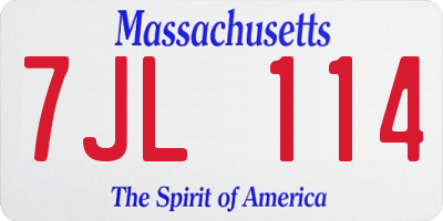 MA license plate 7JL114