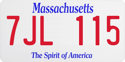 MA license plate 7JL115
