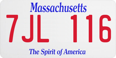 MA license plate 7JL116