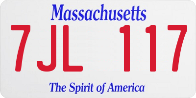 MA license plate 7JL117