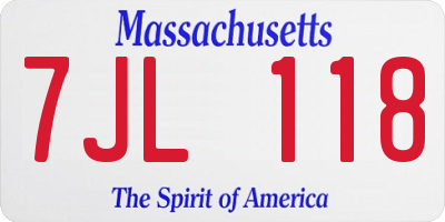 MA license plate 7JL118