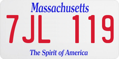 MA license plate 7JL119