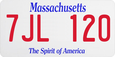 MA license plate 7JL120