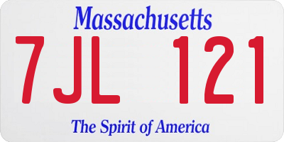 MA license plate 7JL121