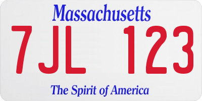 MA license plate 7JL123