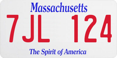 MA license plate 7JL124