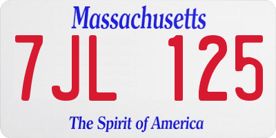 MA license plate 7JL125