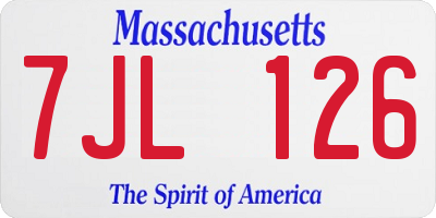 MA license plate 7JL126