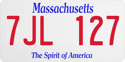 MA license plate 7JL127