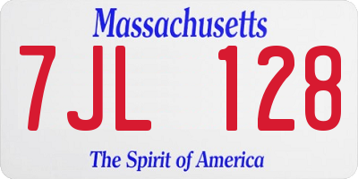MA license plate 7JL128