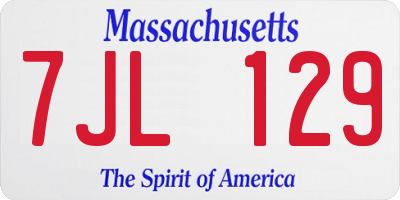 MA license plate 7JL129