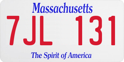 MA license plate 7JL131