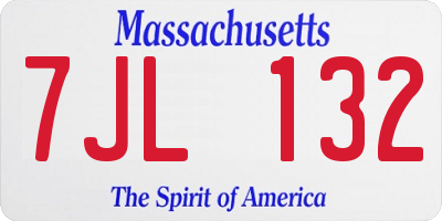 MA license plate 7JL132