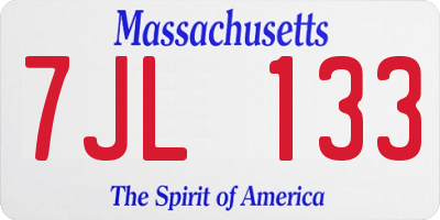 MA license plate 7JL133