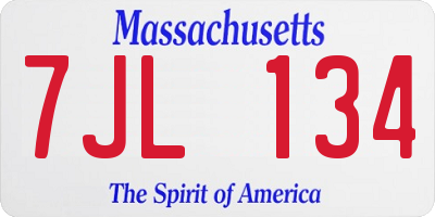 MA license plate 7JL134