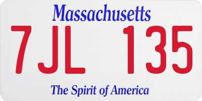 MA license plate 7JL135