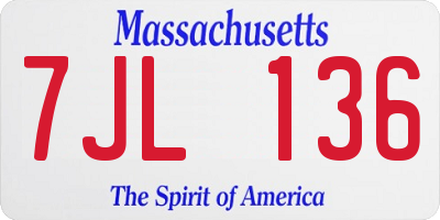 MA license plate 7JL136