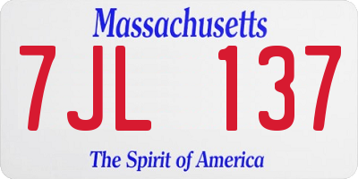 MA license plate 7JL137