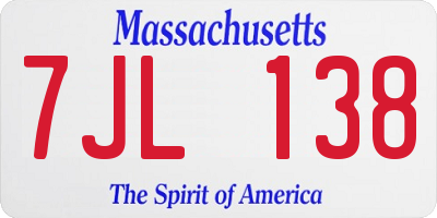 MA license plate 7JL138