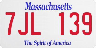 MA license plate 7JL139