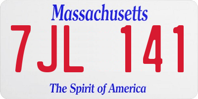 MA license plate 7JL141