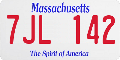MA license plate 7JL142