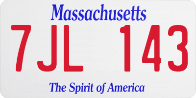 MA license plate 7JL143