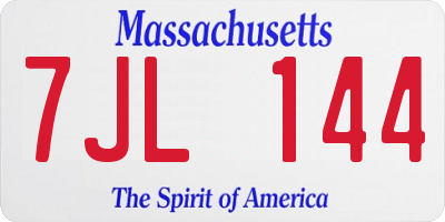MA license plate 7JL144