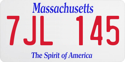 MA license plate 7JL145
