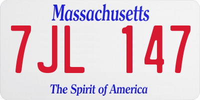 MA license plate 7JL147