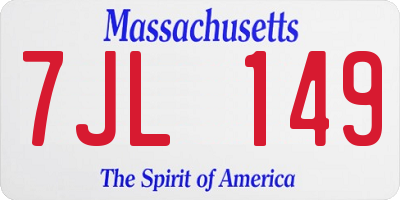 MA license plate 7JL149