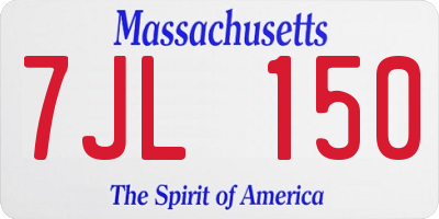 MA license plate 7JL150