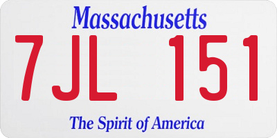 MA license plate 7JL151