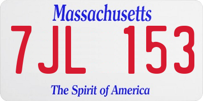 MA license plate 7JL153