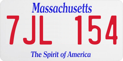 MA license plate 7JL154