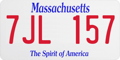 MA license plate 7JL157