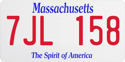 MA license plate 7JL158