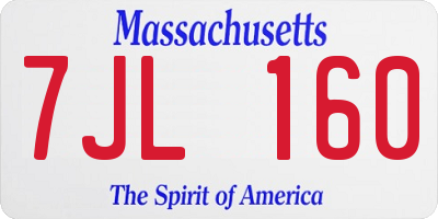 MA license plate 7JL160