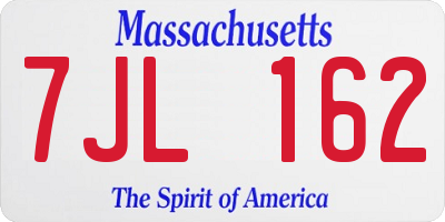 MA license plate 7JL162